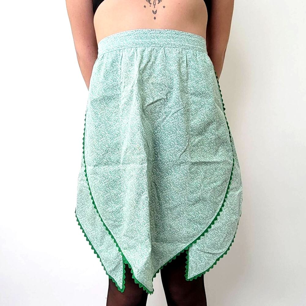 Vintage 1950's / 1960's Mint and Forest Green Pebble Kitchen Cooking Apron - Picture 3 of 4